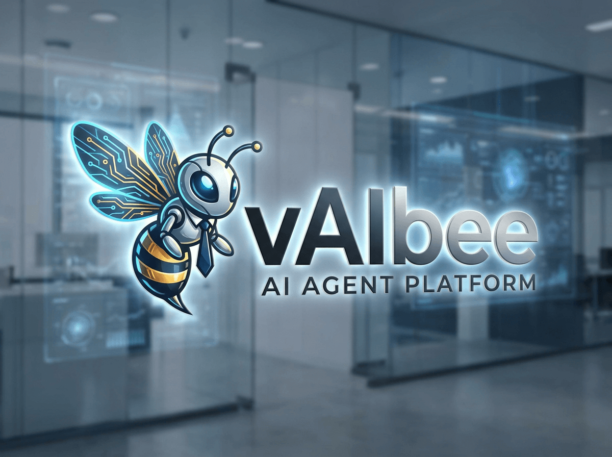 vAIbee wordmark and bee mascot